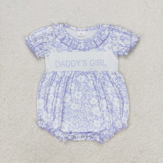 SR1491 baby boy clothes blue flowers daddy's girl summer bubble rompers