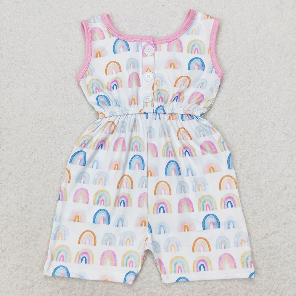 SR1600 baby girls colorful rainbow pockets summer jumpsuits