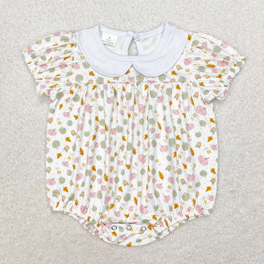 SR1699  baby girls pumpkin toddler fall bubble rompers