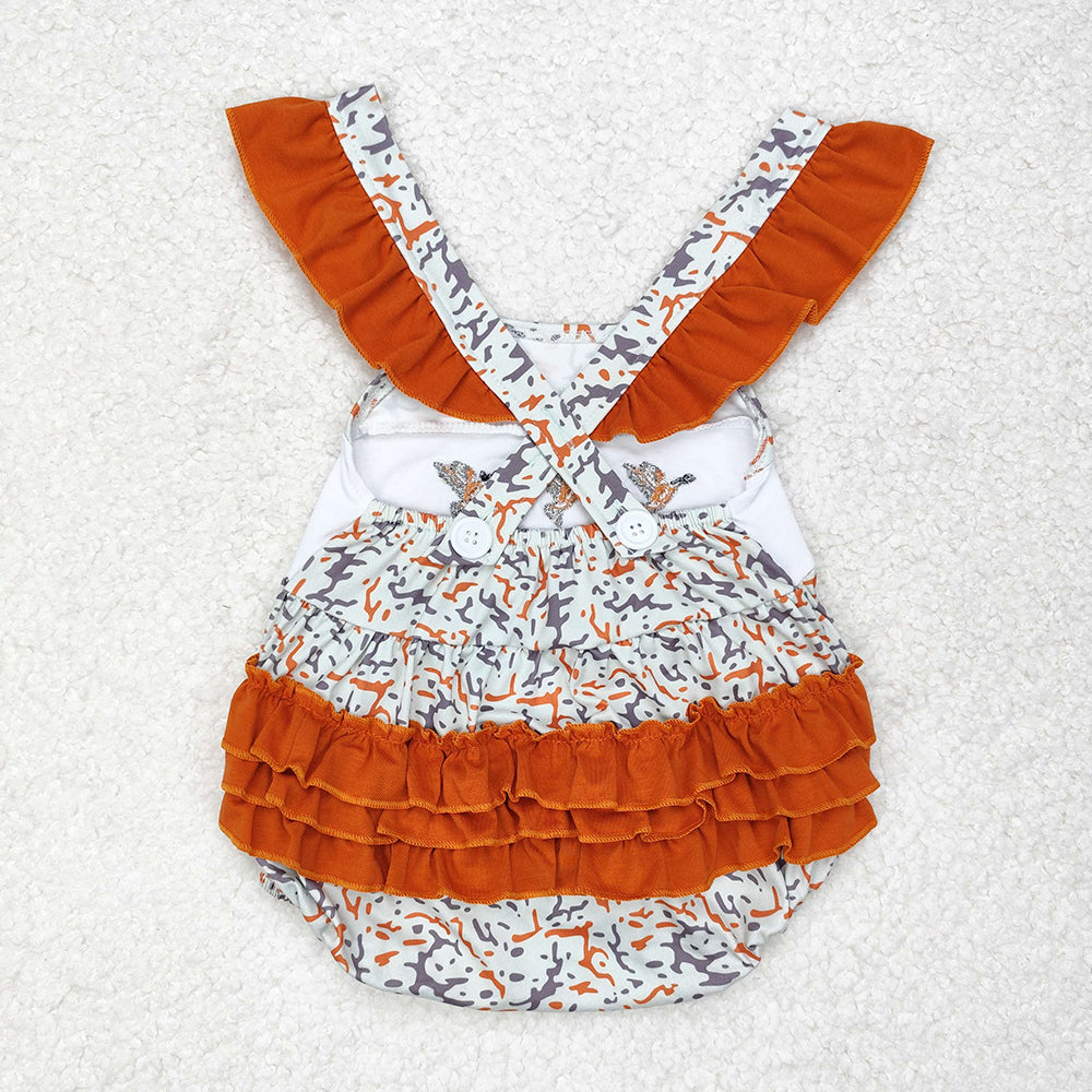 SR1742 baby girls clothes duck hunting leopard embroidery summer rompers