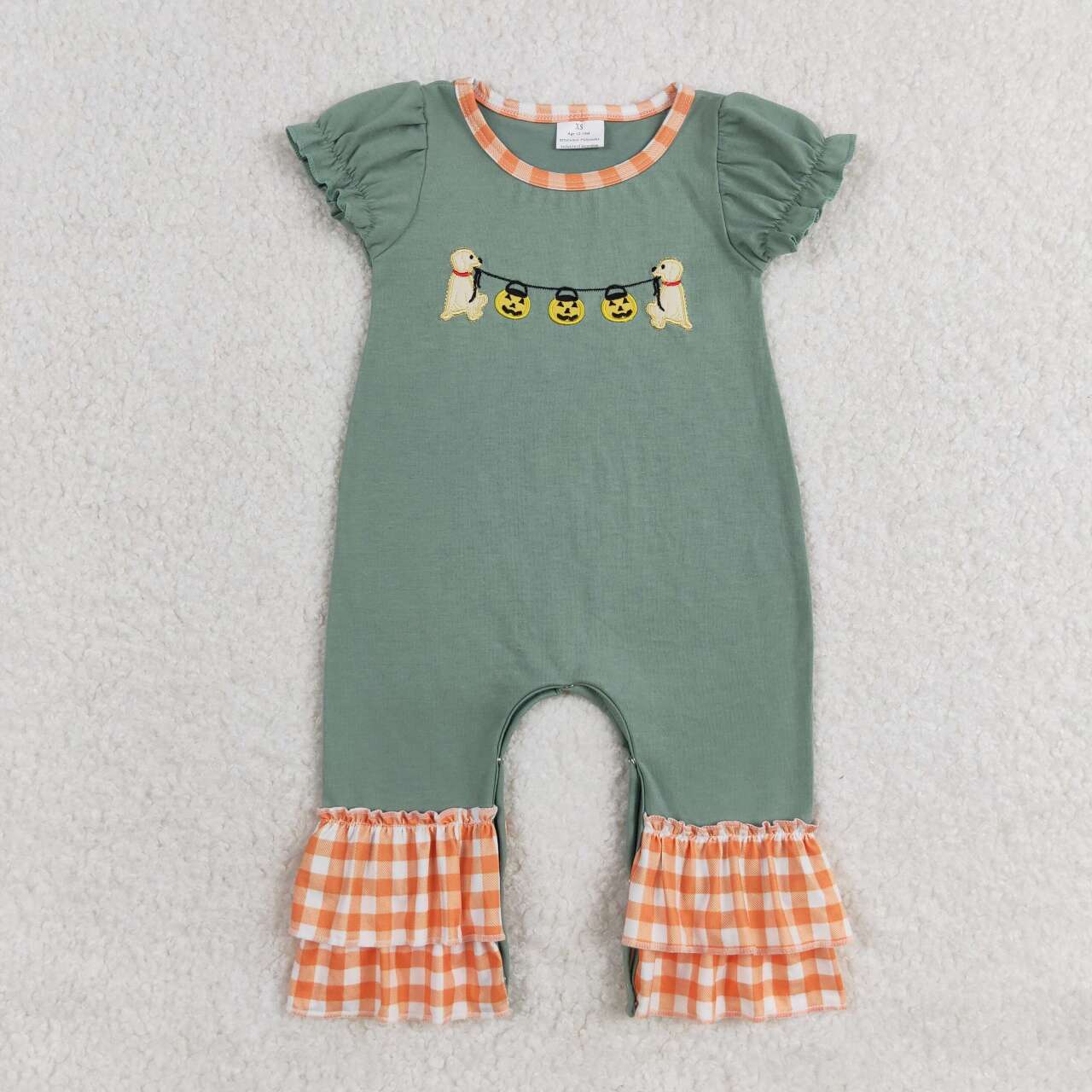 SR1794  baby girl clothes embroidery pumpkin dog toddler girl halloween romper