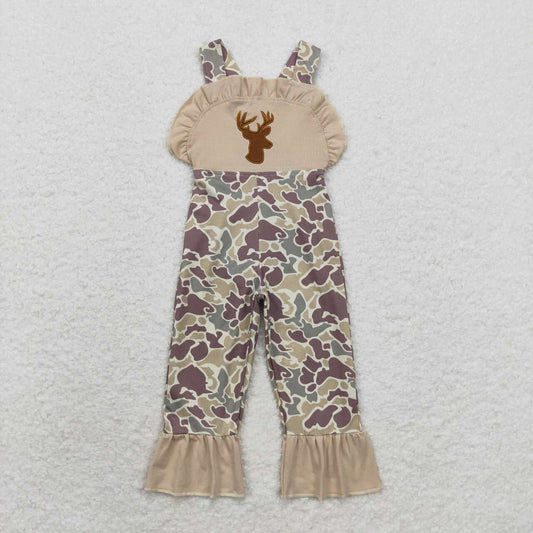 SR1914   baby girl clothes embroidery deer camo hunting clothes girl summer romper