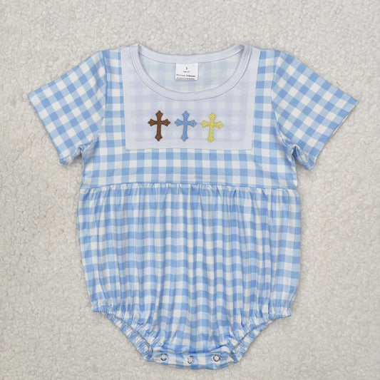 SR2134  baby boy clothes embroidery cross boy easter summer bubble