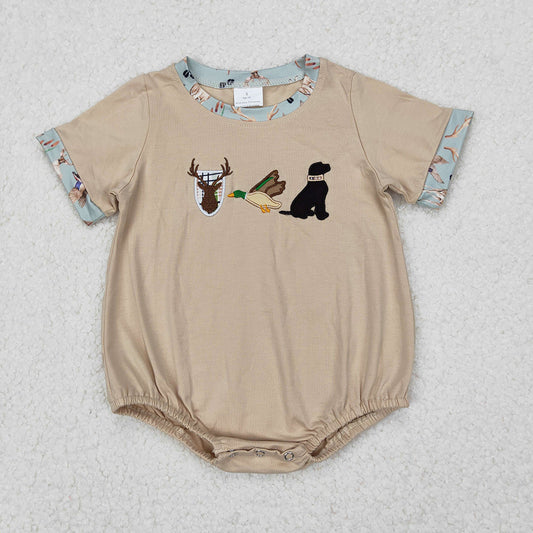 SR2338 baby boys clothes duck deer dog hunting embroidery summer rompers