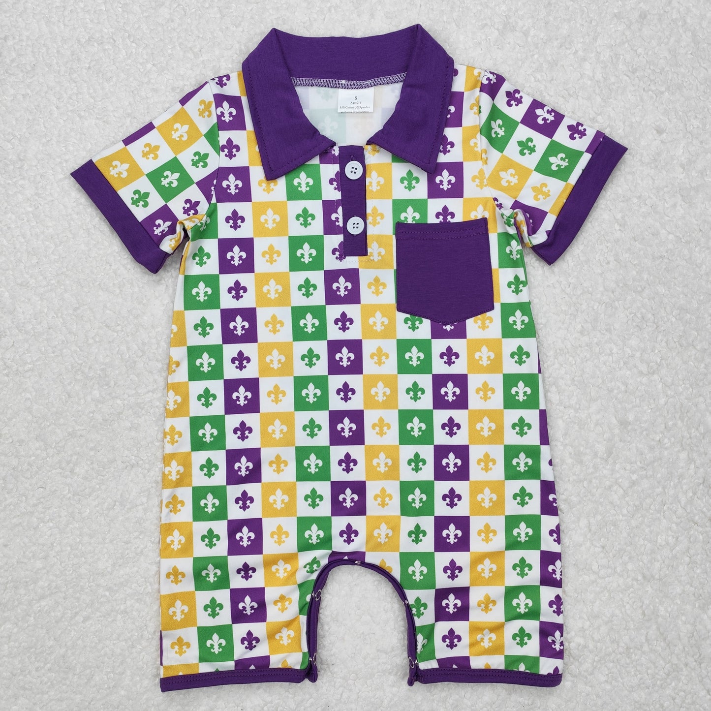 SR2385   baby boy clothes  boy mardi gras  summer romper