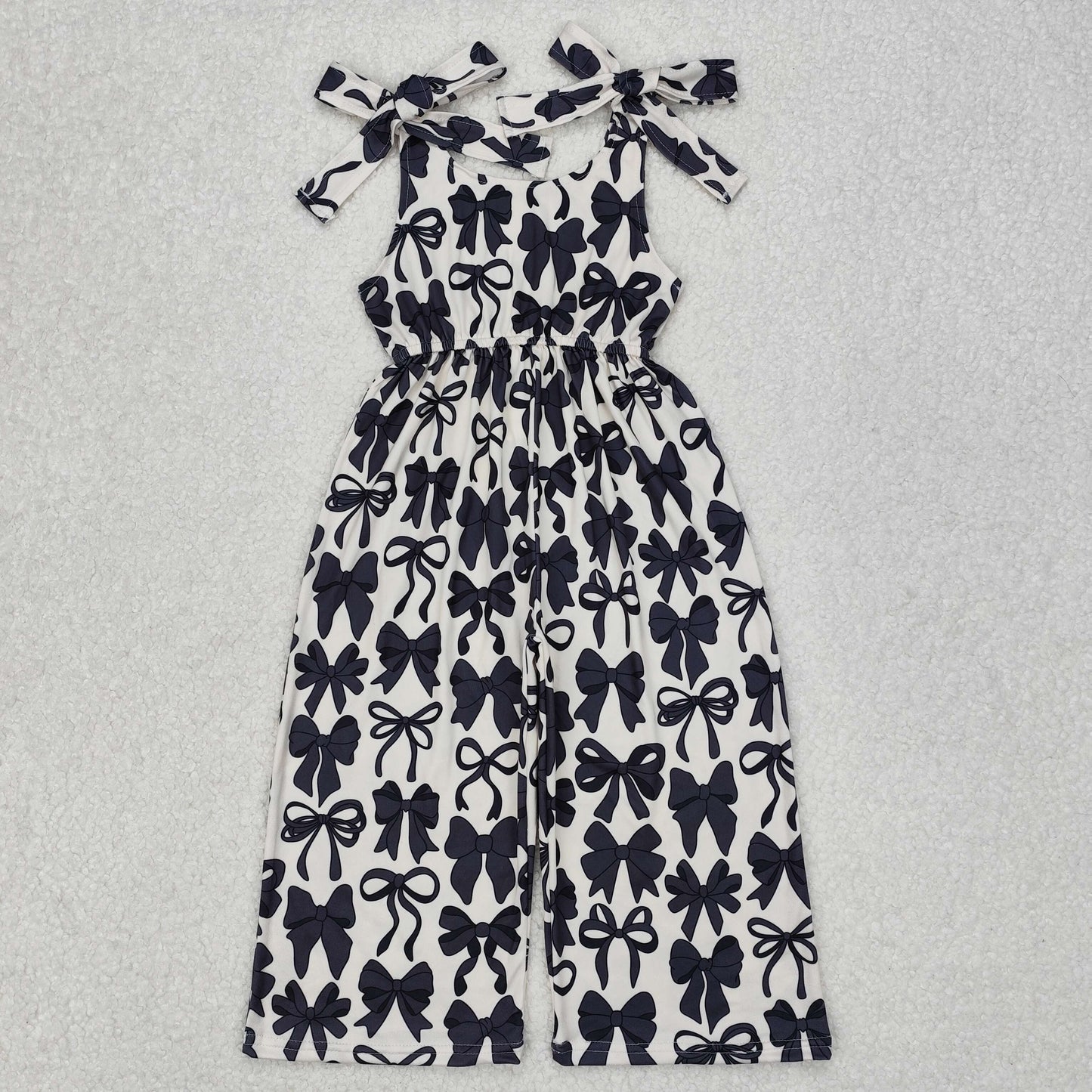 Sibling Mama and Me Black Bows Button Shirts Pajamas Sets Zipper Rompers Jumpsuits