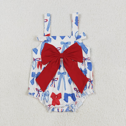 baby Girls bows 4th of july ruffles romper SR2606