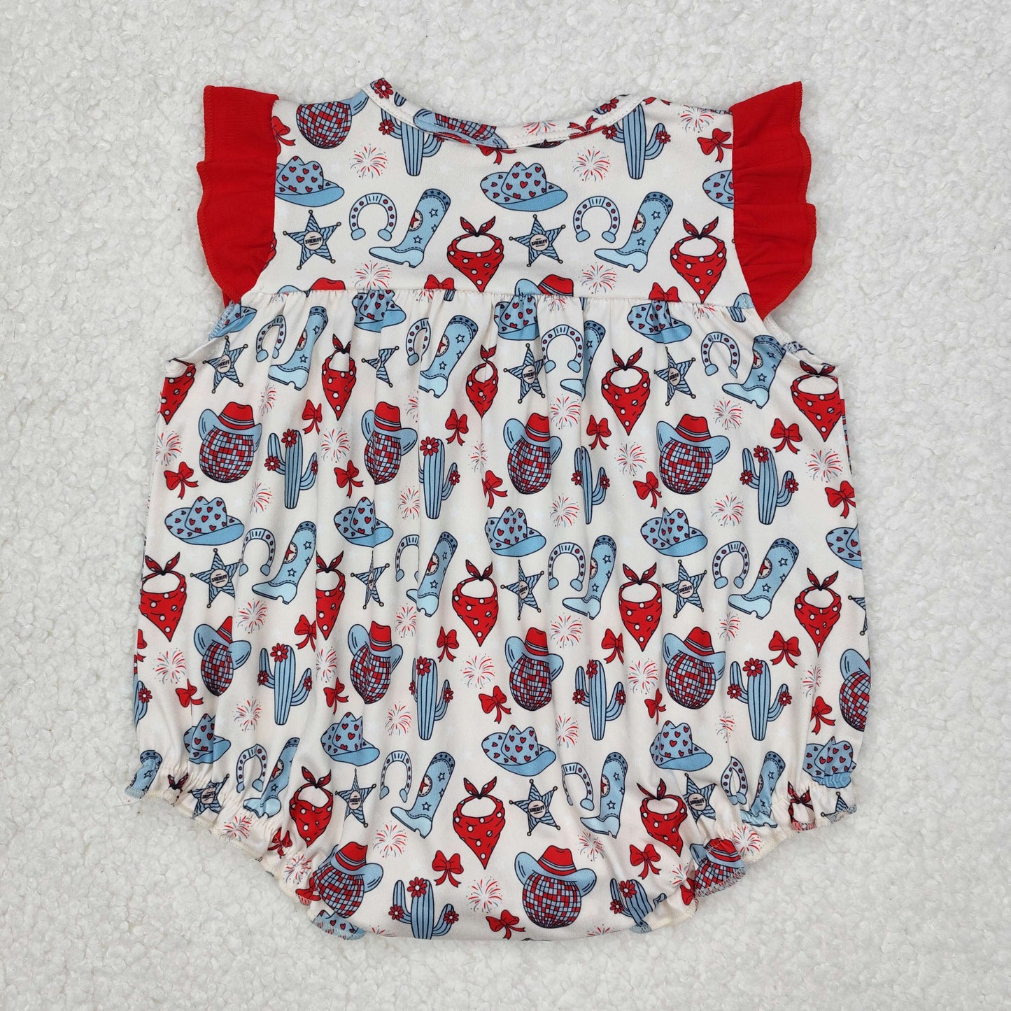 SR2680   baby girl clothes cowboy toddler girl 4th of July Patriotic summer bubble