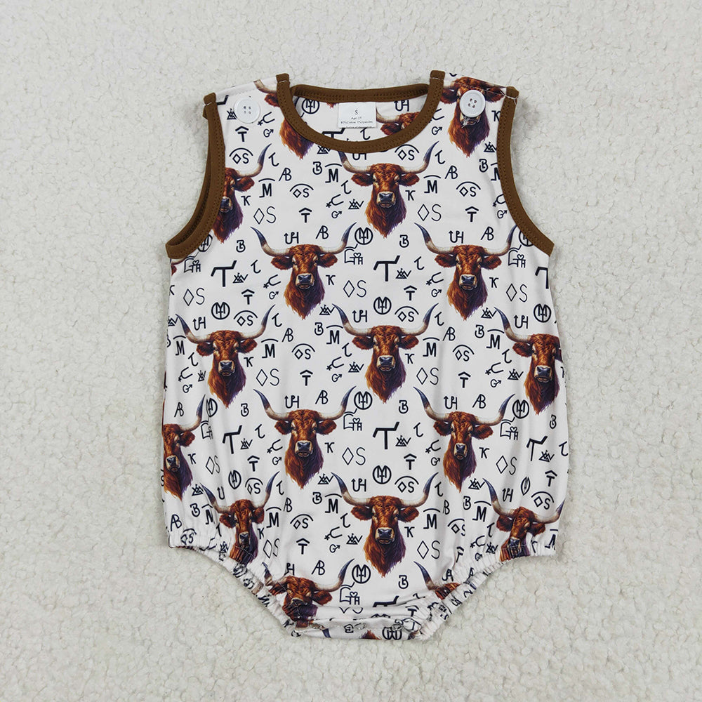 SR2699 baby boys western cow Sleeveless rompers