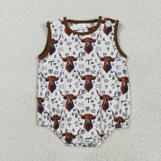 SR2699 baby boys western cow Sleeveless rompers