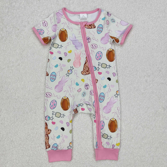 SR2712  baby girl clothes rabbit  toddler girl easter summer romper