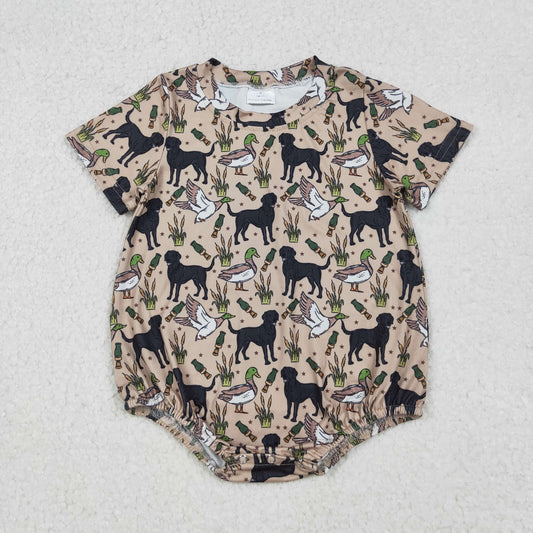 SR2725 Baby Boys Short Sleeve Dogs Ducks Calls Hunting Rompers