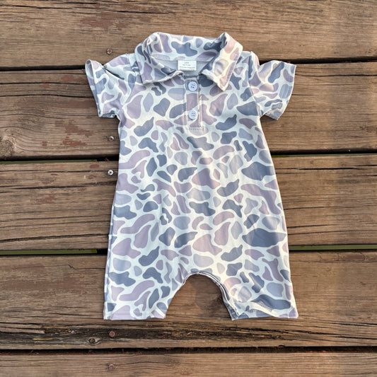 SR2973 baby boy clothes old school grey camouflage toddler summer bubble rompers