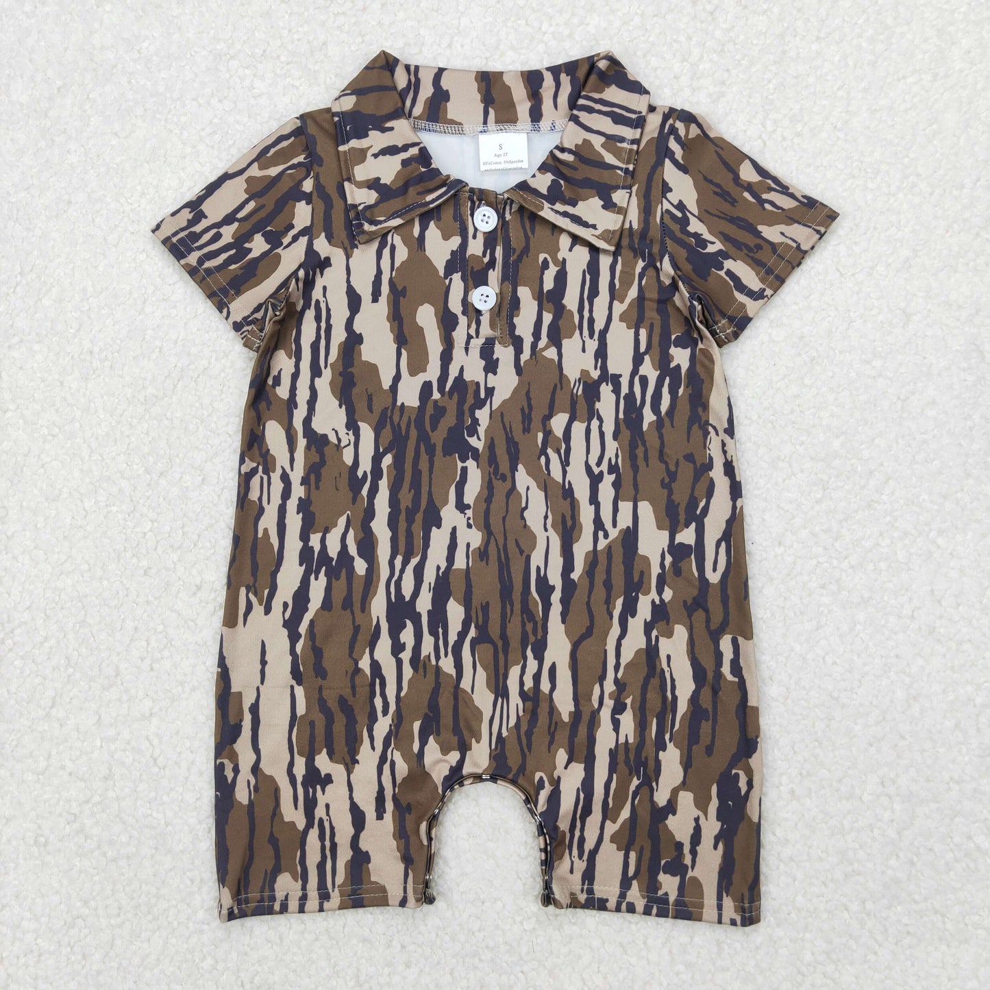 Sibling Baby Boys Short Sleeves Bottomland Camo Button Polo Shirts Top Rompers