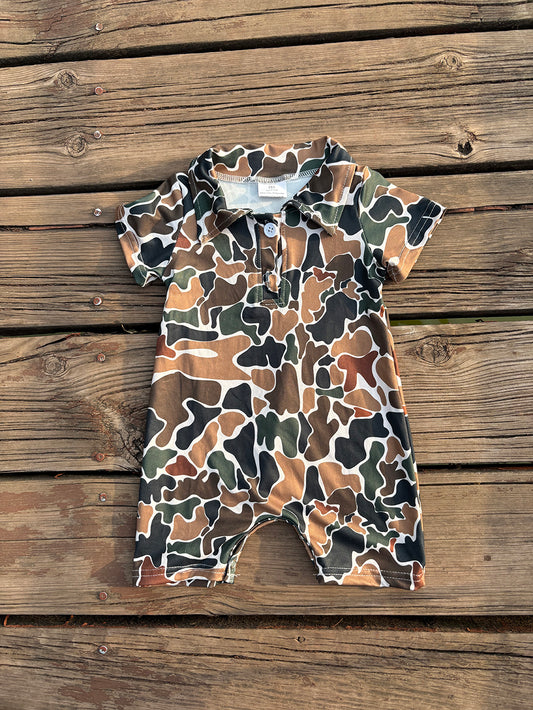SR2979 baby boy clothes brown camouflage toddler summer bubble rompers