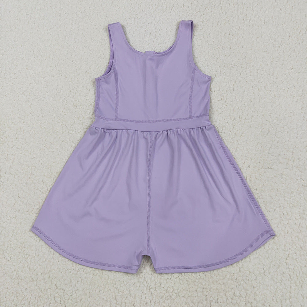 SR3020 toddler girl clothes Lavender athletic summer yoga jumpsuits