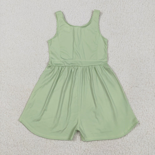 SR3021 toddler girl clothes Light Green athletic summer yoga jumpsuits