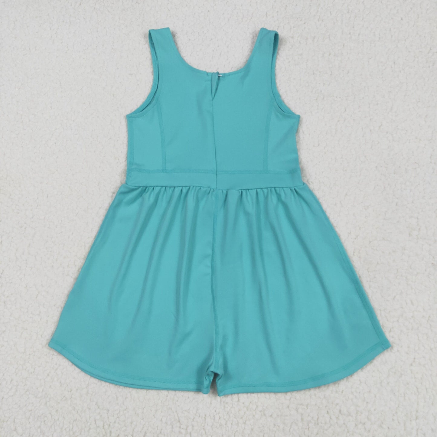 SR3023 Baby Girls Sleeveless Aqua Back Zipper Yoga Active Shorts Jumpsuits