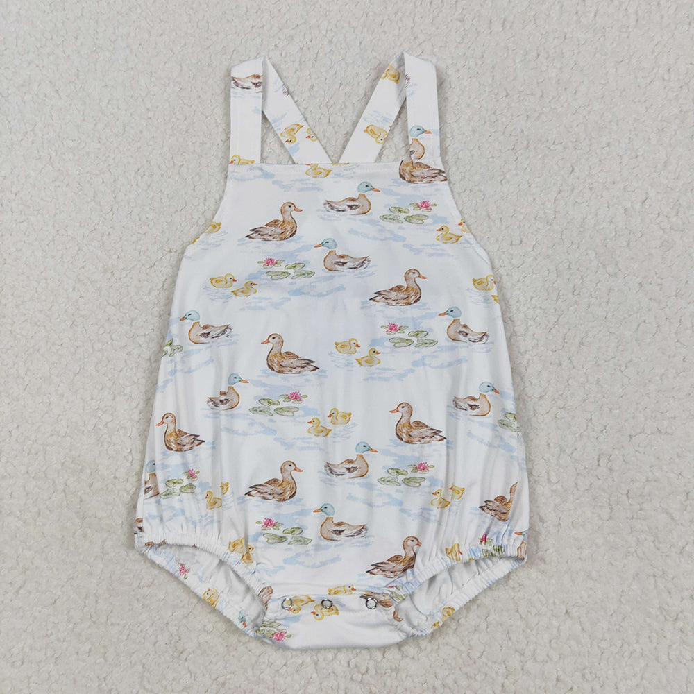 SR3029 baby girls ducks mallard Sleeveless rompers
