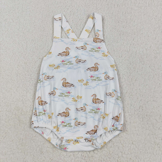 SR3029 baby girls ducks mallard Sleeveless rompers