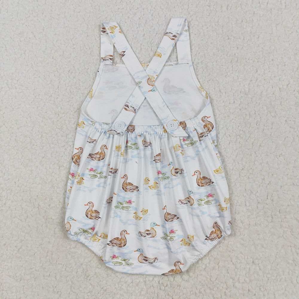SR3029 baby girls ducks mallard Sleeveless rompers