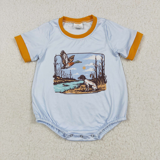 sr3093 baby boys dog duck hunting short sleeve rompers