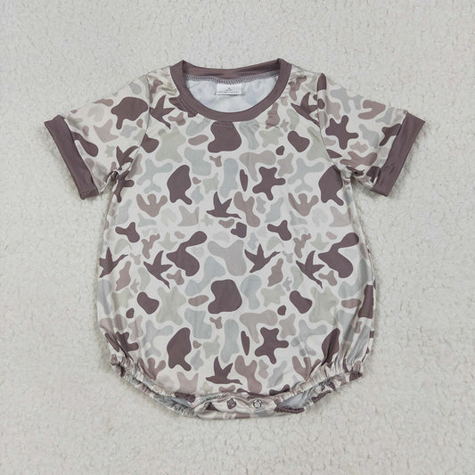 SR3141 baby boys camo duck short sleeve rompers