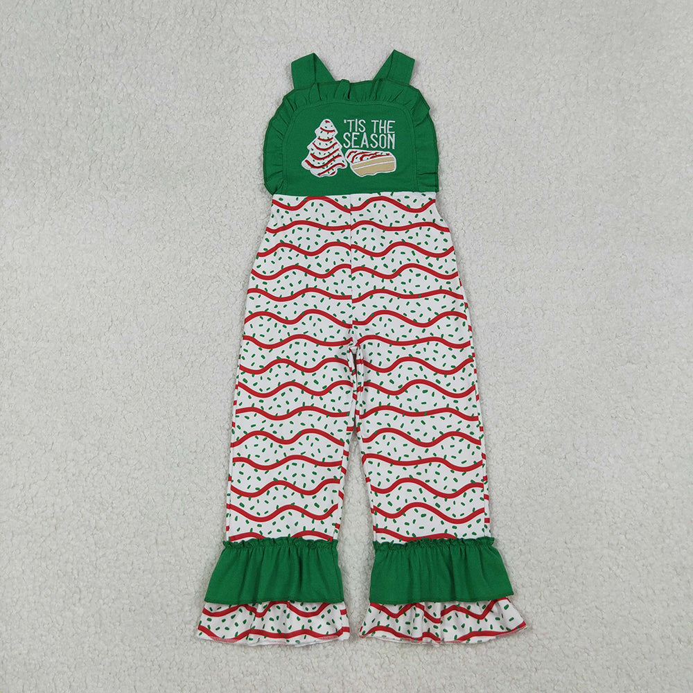 Sibling Baby Girls Embroidery Stripe Trees Tunic Ruffle Pants Christmas Clothes Sets Jumpsuits