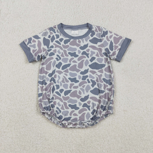 SR3243 Baby Boys Grey Camo Short Sleeve Southern Rompers