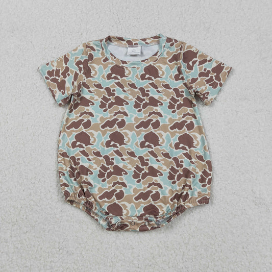 SR3449 Baby Boys Short Sleeve Southern Khaki Camo Rompers