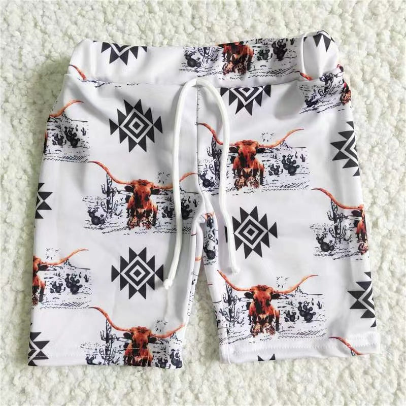 Sibling Baby Boys Western Cows Cactus Swimsuits Trunks