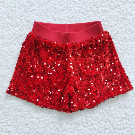 girls red sequin shorts SS0098