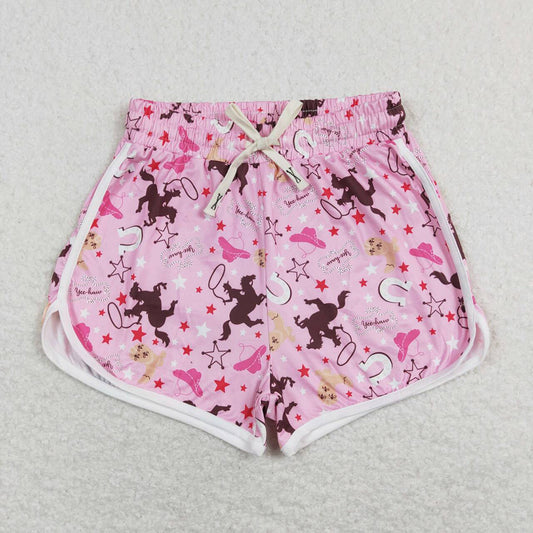 SS0130 adult women pink rodeo cow shorts