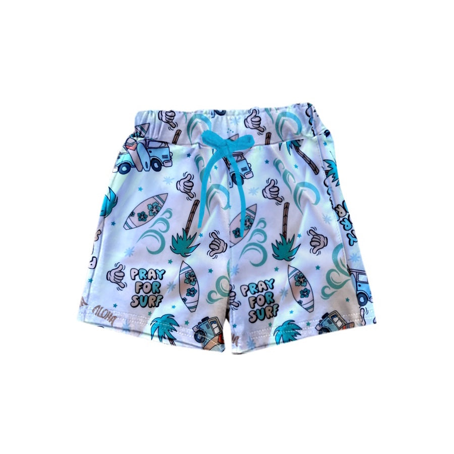 SS0173 pre-order baby boy clothes  pray for surf boy summer swim shorts