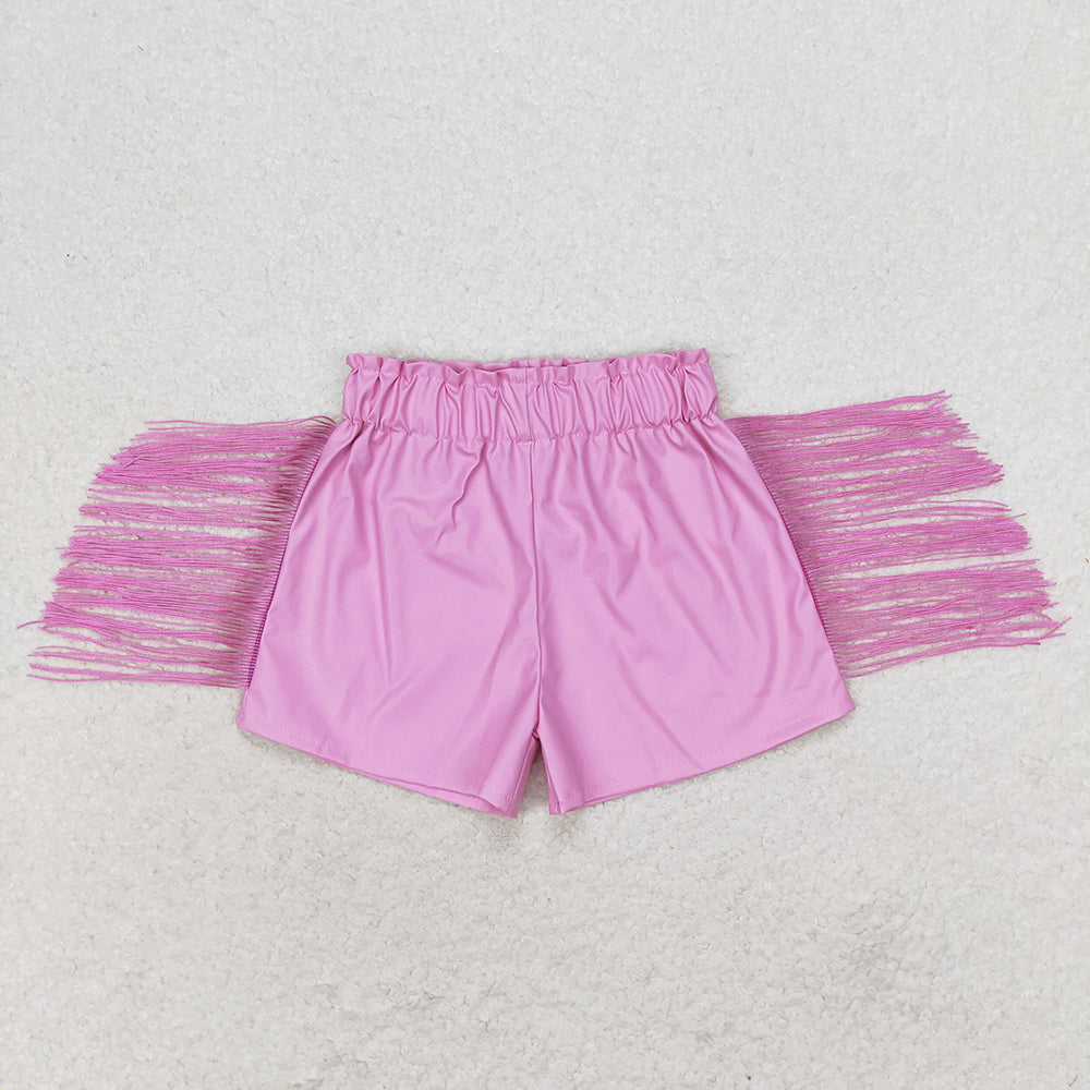 girls pinktassel leather shorts SS0222