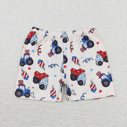 SS0257  baby boy 4th of July patriotic trucks summer shorts