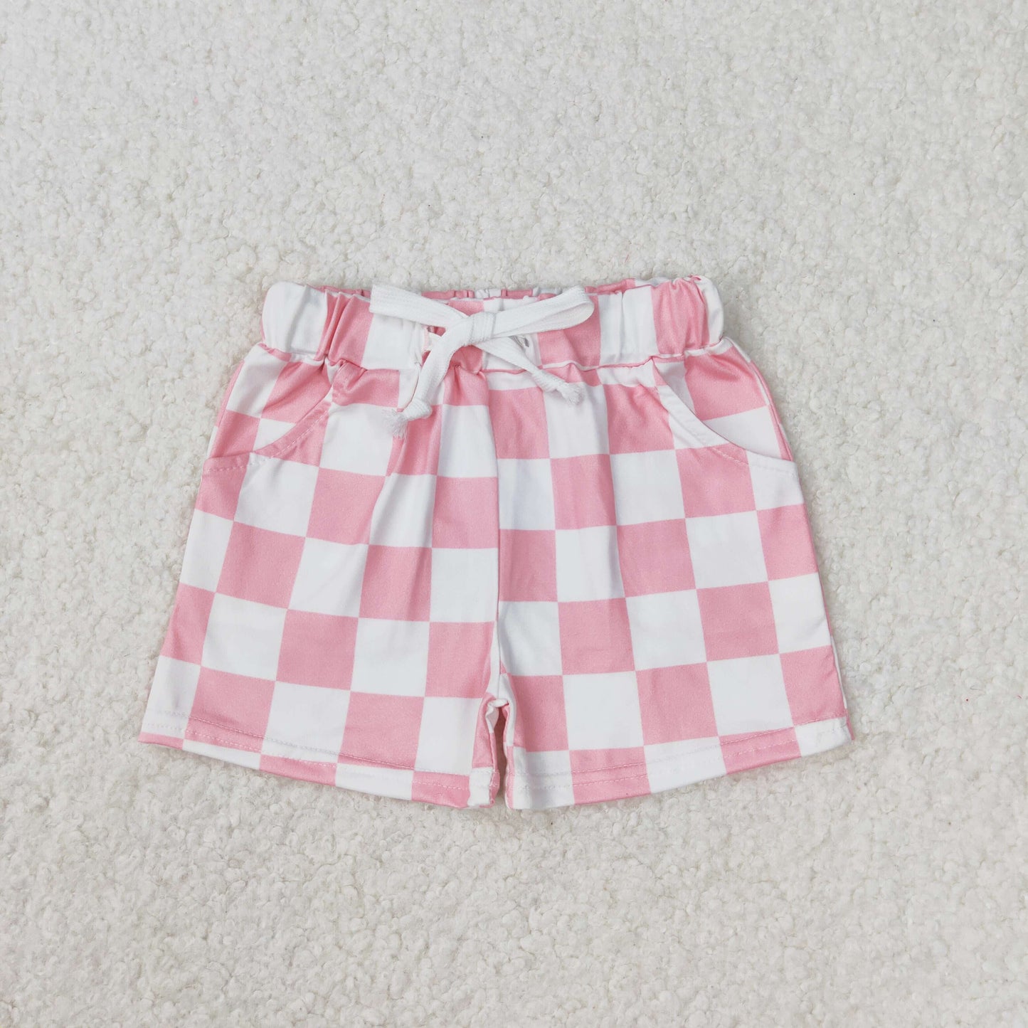 Sibling Baby Girls Pink Black Plaid Summer Shorts Bottoms