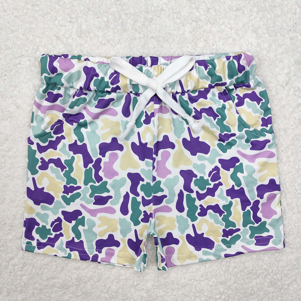 SS0433 Baby Boys Mardigras Camo Pockets Shorts Bottom