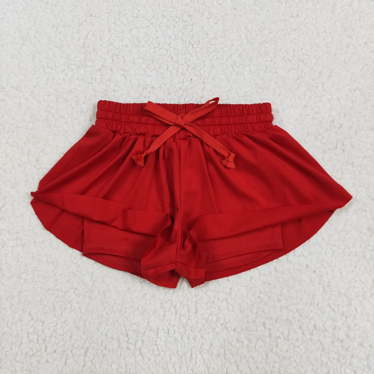 SS0544 Baby Girls Red Yoga Active Ruffle Shorts Bottom