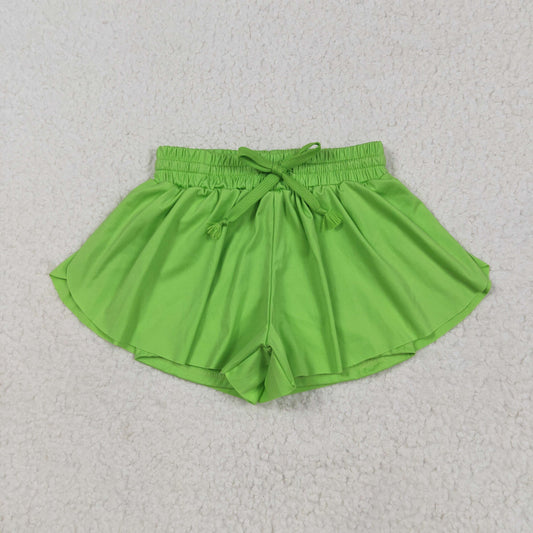 SS0548 Baby Girls Green Yoga Active Ruffle Shorts Bottom