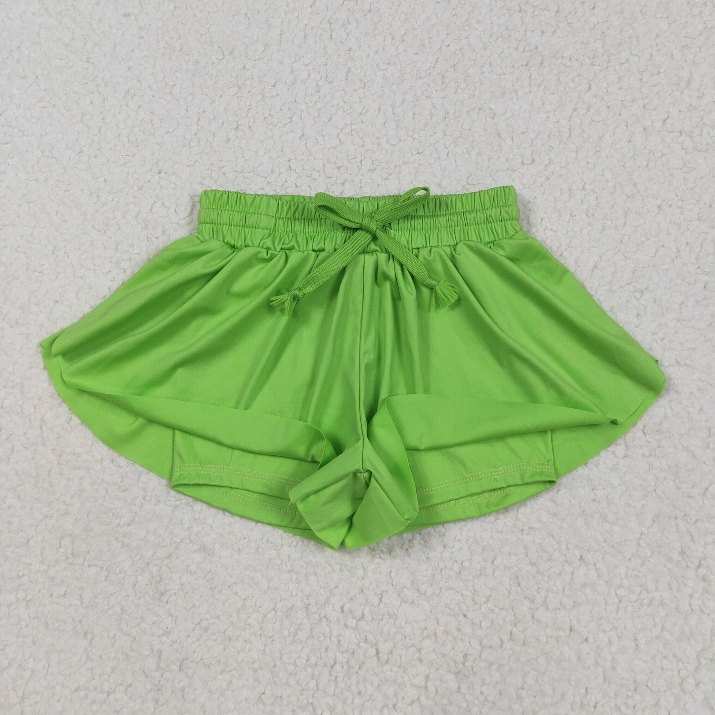 SS0548 Baby Girls Green Yoga Active Ruffle Shorts Bottom