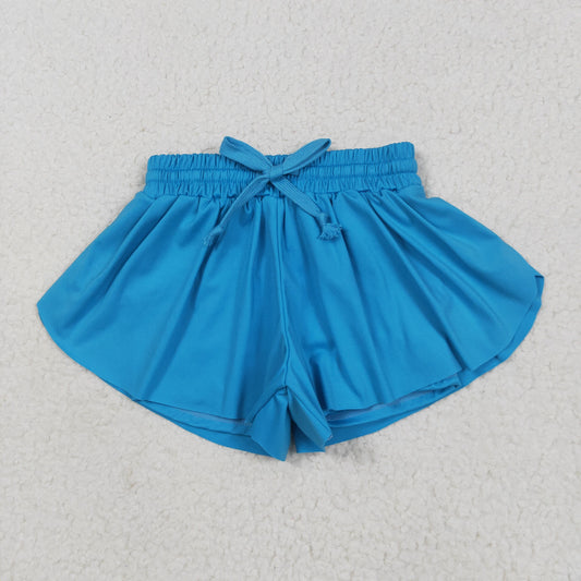SS0549 Baby Girls Blue Yoga Active Ruffle Shorts Bottom