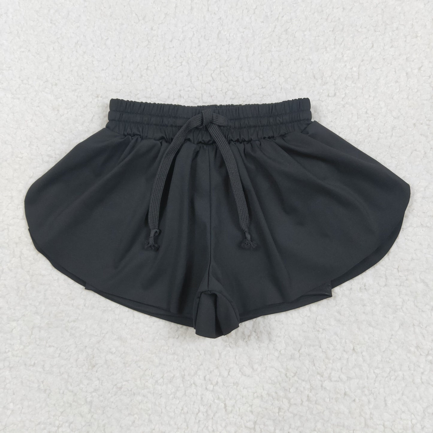 SS0551 Baby Girls Black Yoga Active Ruffle Shorts Bottom