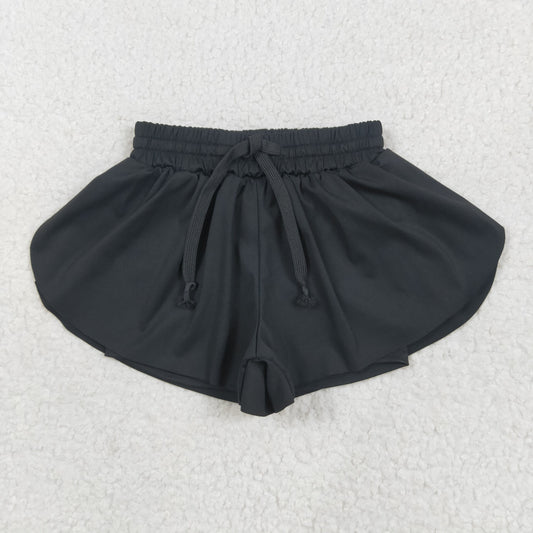 SS0551 Baby Girls Black Yoga Active Ruffle Shorts Bottom