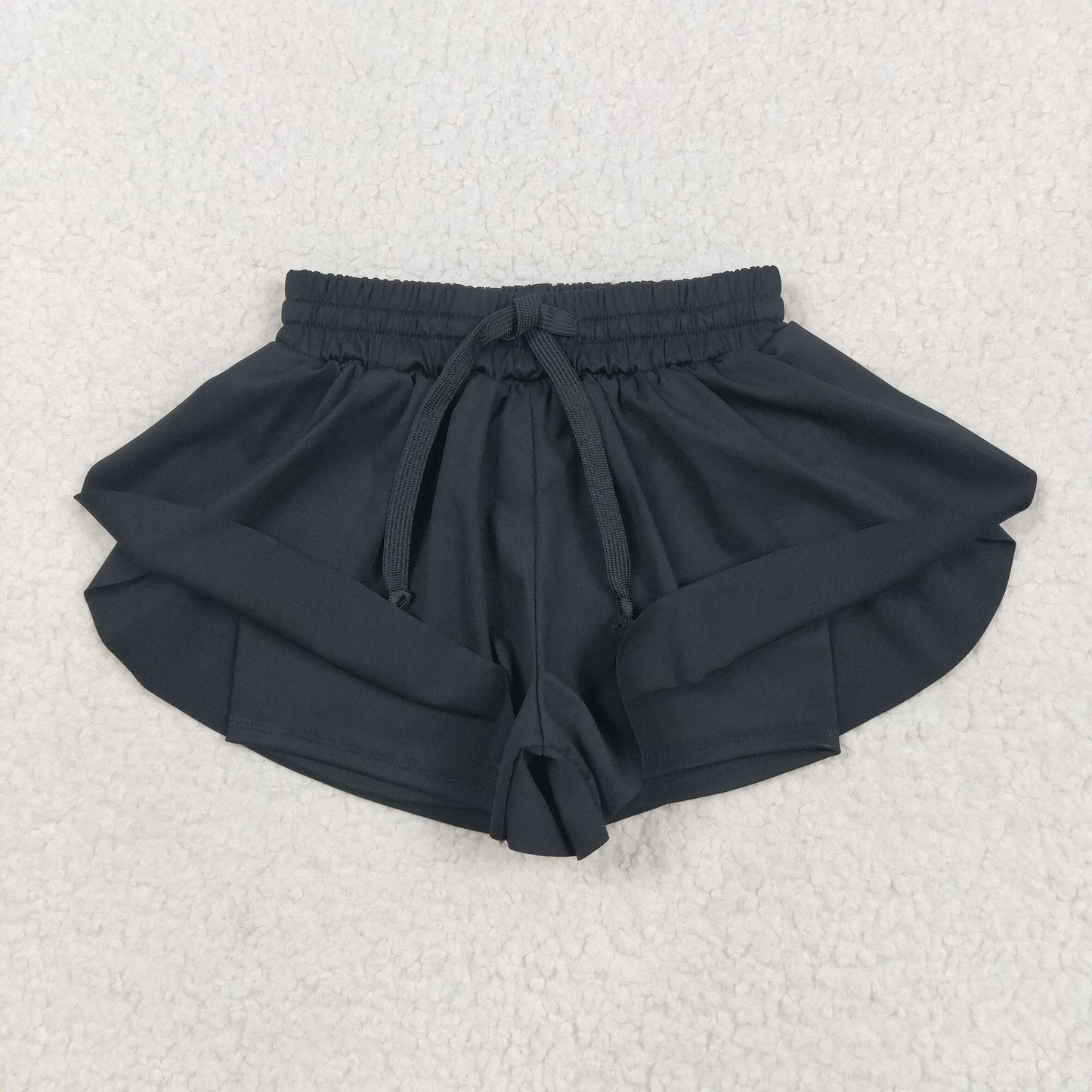 SS0551 Baby Girls Black Yoga Active Ruffle Shorts Bottom