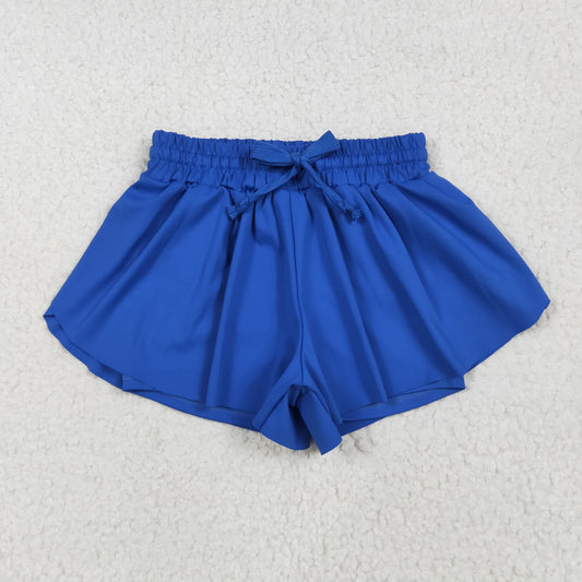 SS0552 Baby Girls Hot Blue Yoga Active Ruffle Shorts Bottom