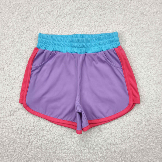 SS0555 Baby Girls Purple Pockets Sports Shorts