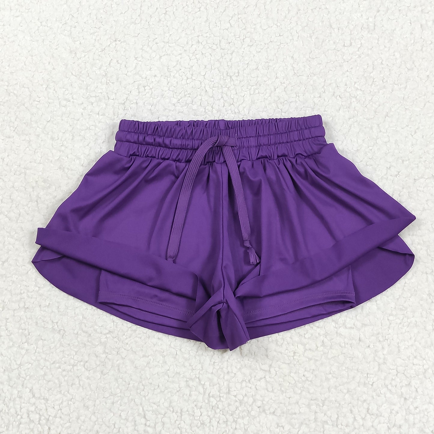 SS0602 Baby Girls Purple Yoga Active Ruffle Shorts Bottom