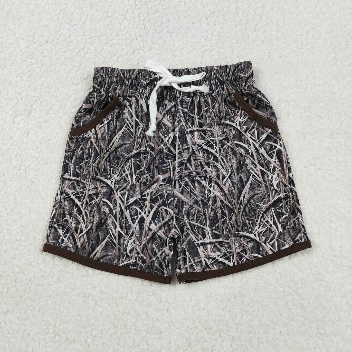 SS0674 Baby Boys Southern Leaves Camo Pockets Shorts Bottom