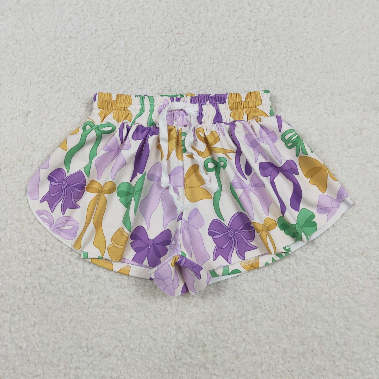 Sibling Baby Girls Mardigras Bows Donuts Stripe Yoga Active Ruffle Shorts Bottom
